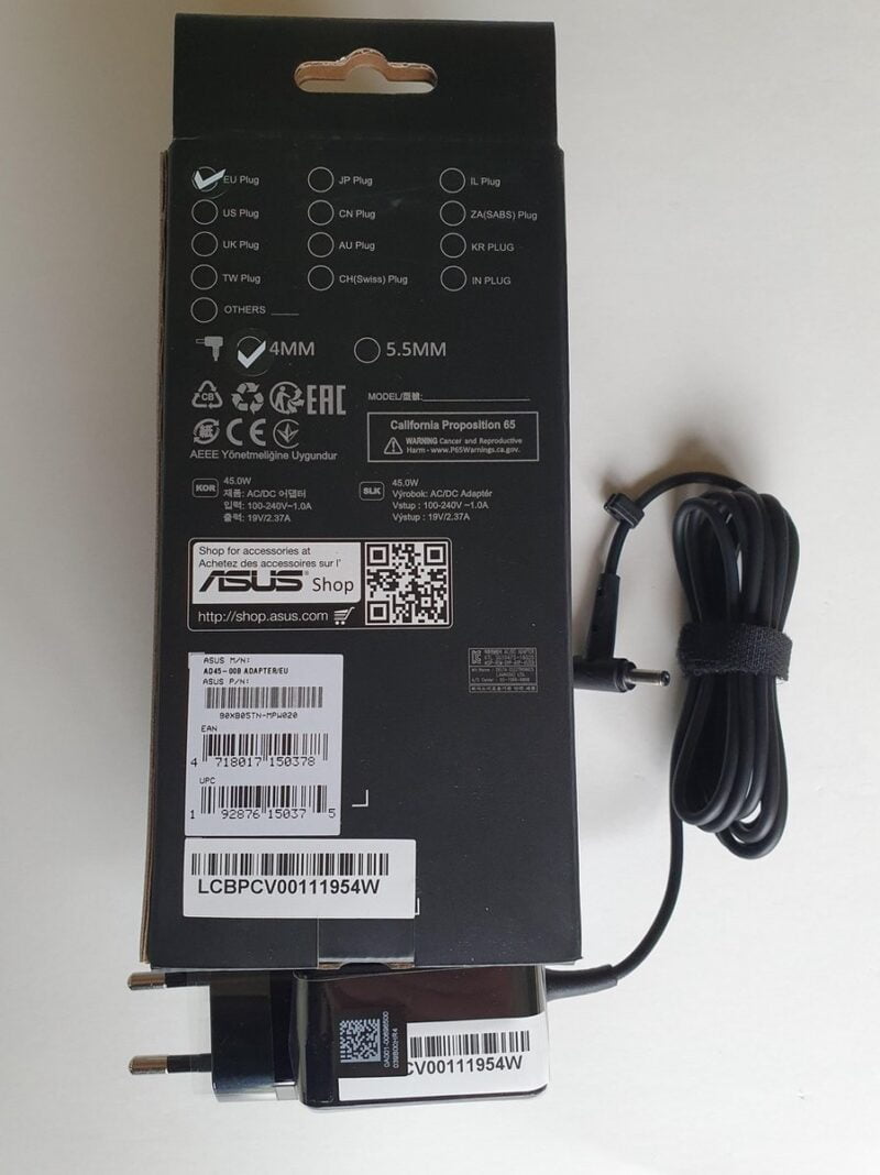 ORIGINEEL adapter ASUS 45w 19v 2.37a voeding 4mm