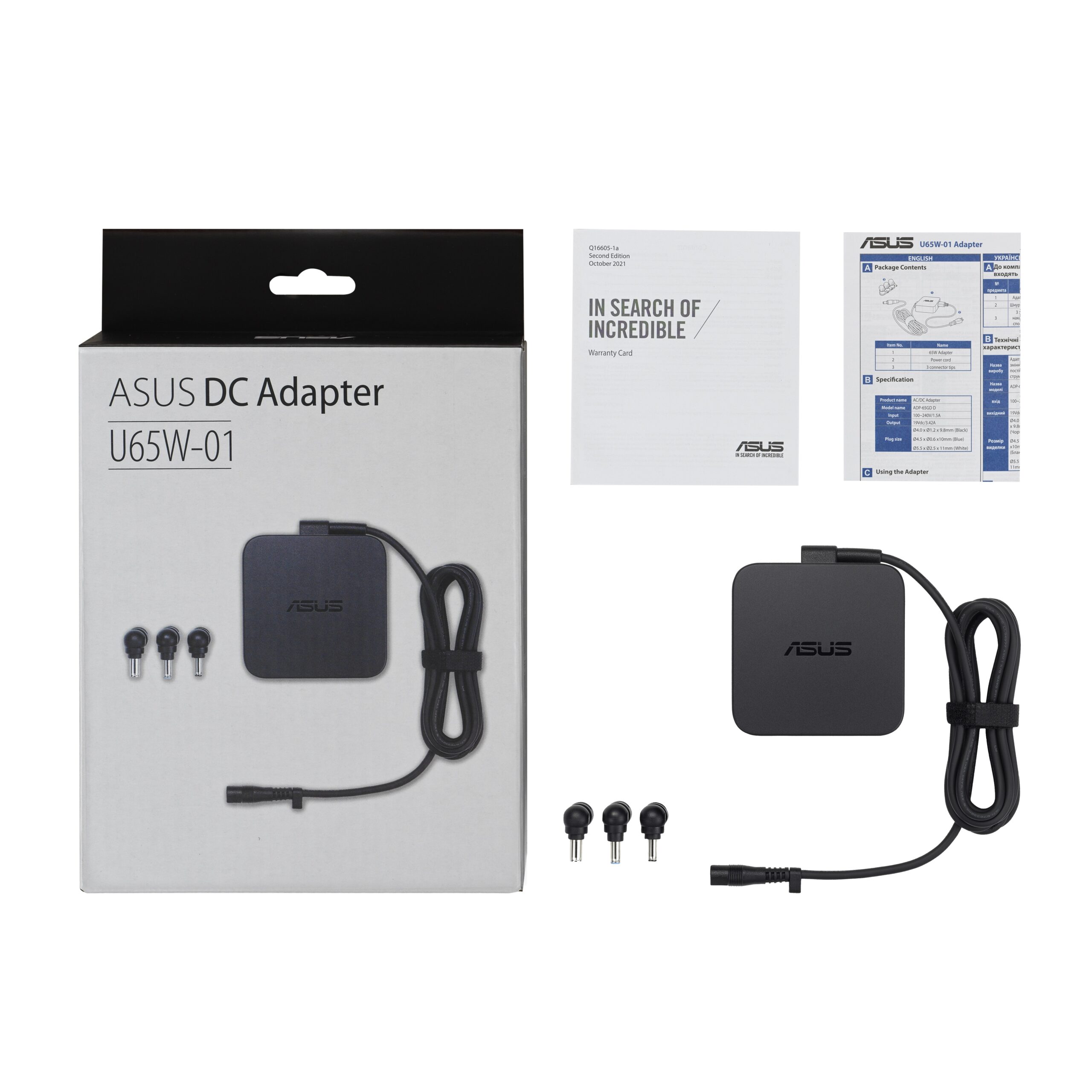 ASUS adapter 65W 19V 3,42A. : Plugafmeting: 5.5 x 2.5mm